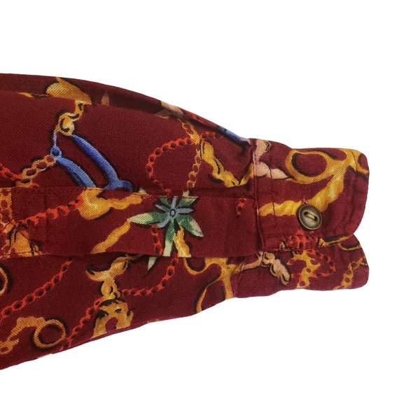 JENNIFER MOORE PETITES SIZE SMALL LONG SLEEVE BUTTON DOWN JEWELS PRINT RED - Picture 5 of 13